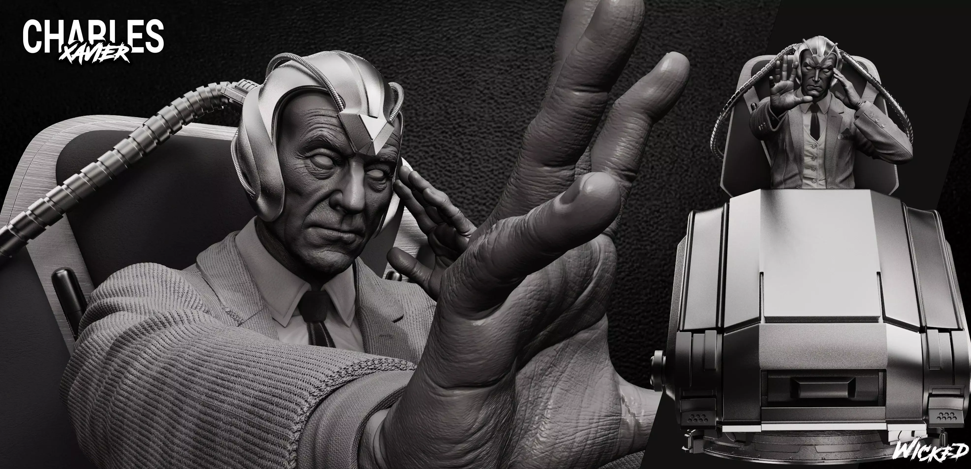 Wicked Marvel Charles Xavier Sculpture ready for 3d printing 3D print model_0