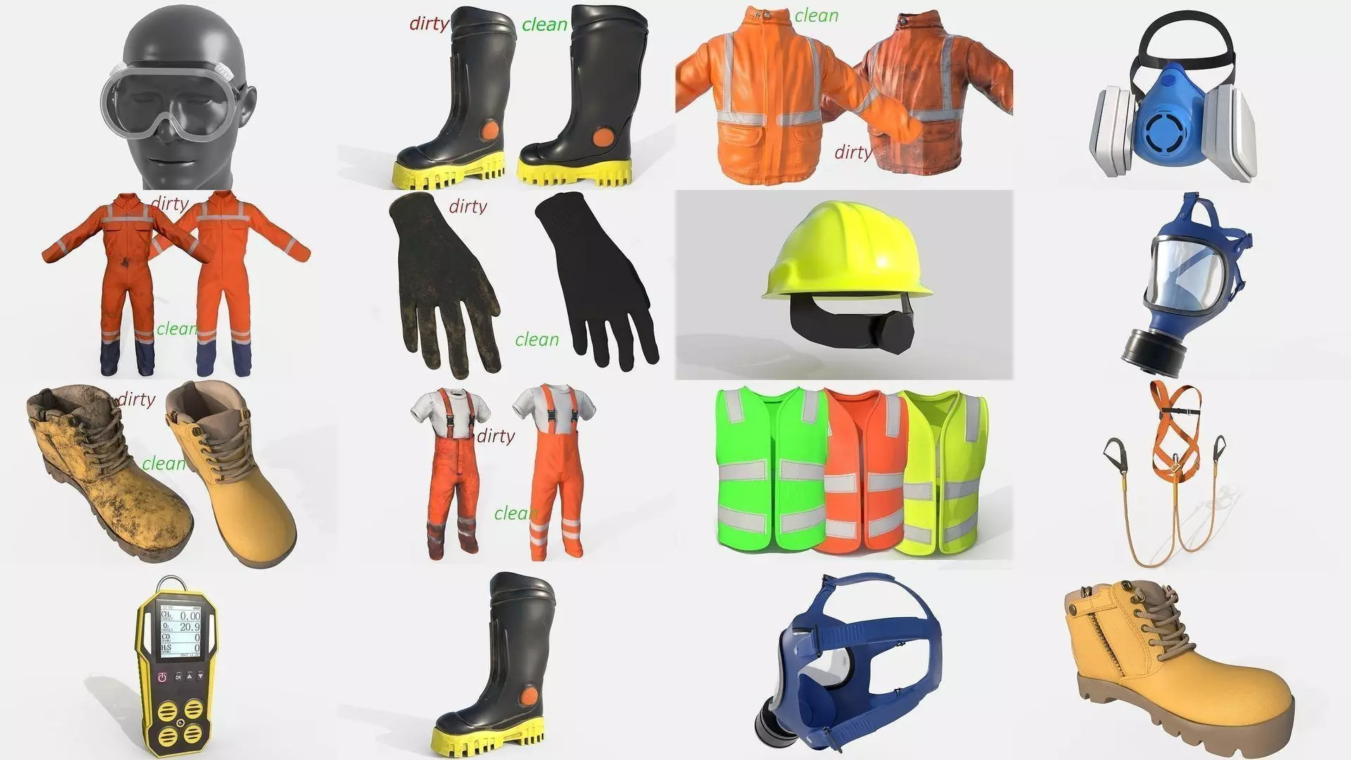 Workman Outfit and Safety Equipment 3D Model Collection_0