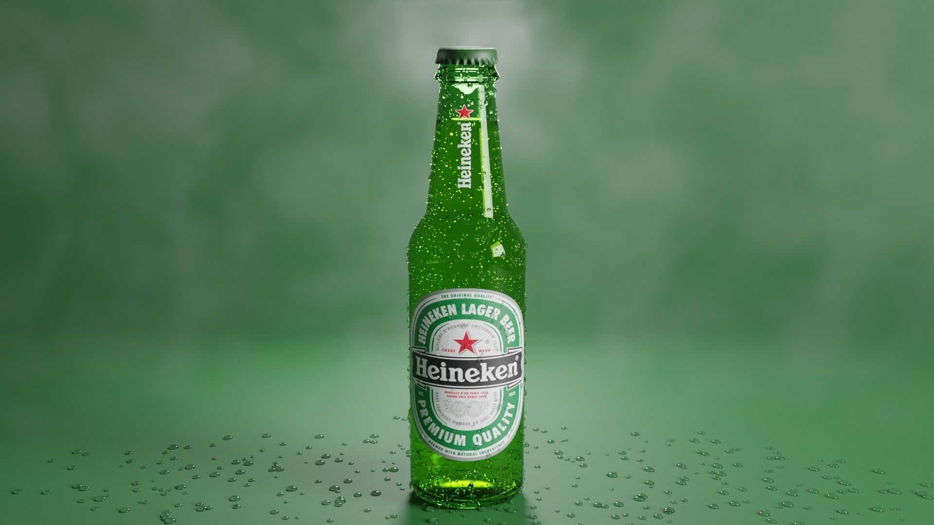 Heineken Beer Bottle Realistic 3D model_3