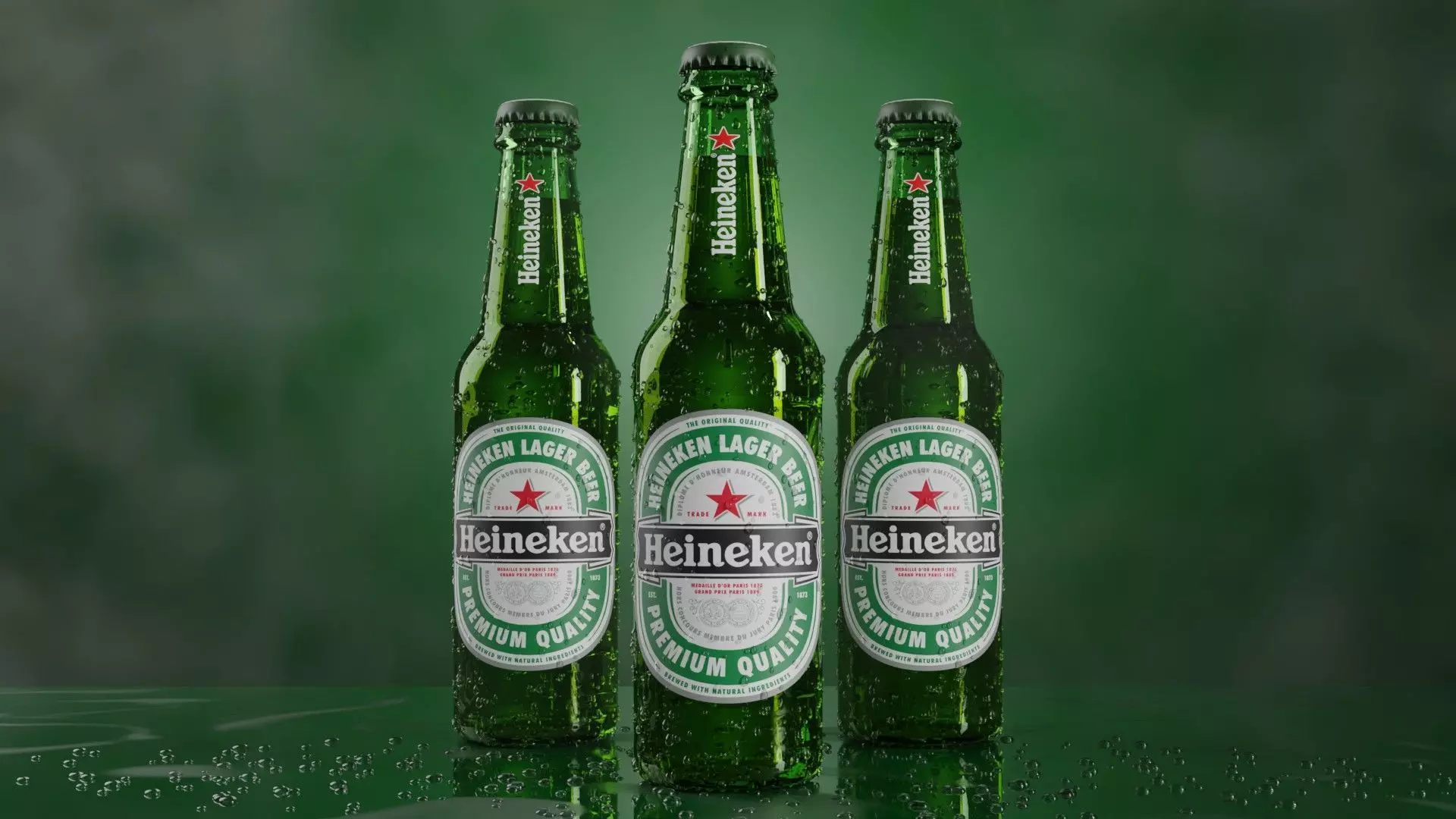 Heineken Beer Bottle Realistic 3D model_0