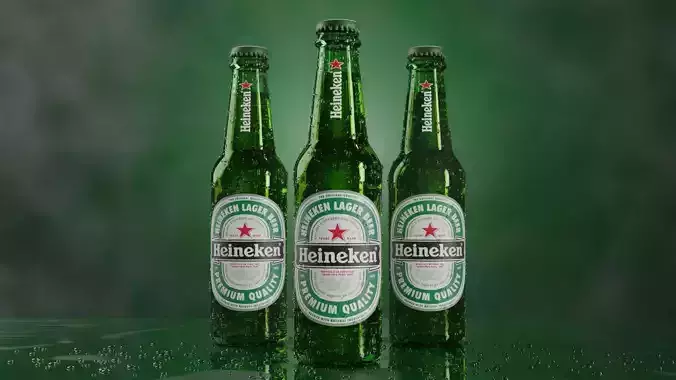 Heineken Beer Bottle Realistic 3D model