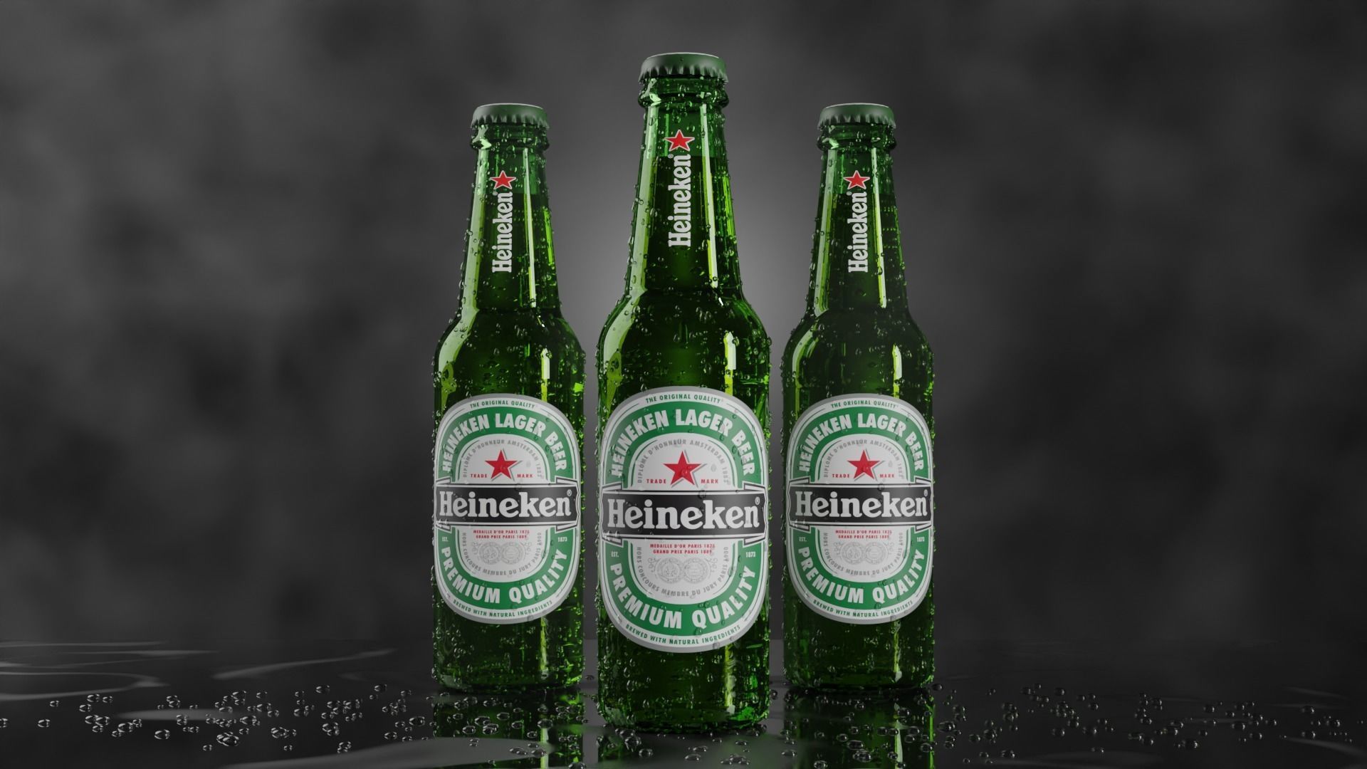 Heineken Beer Bottle Realistic 3D model_6