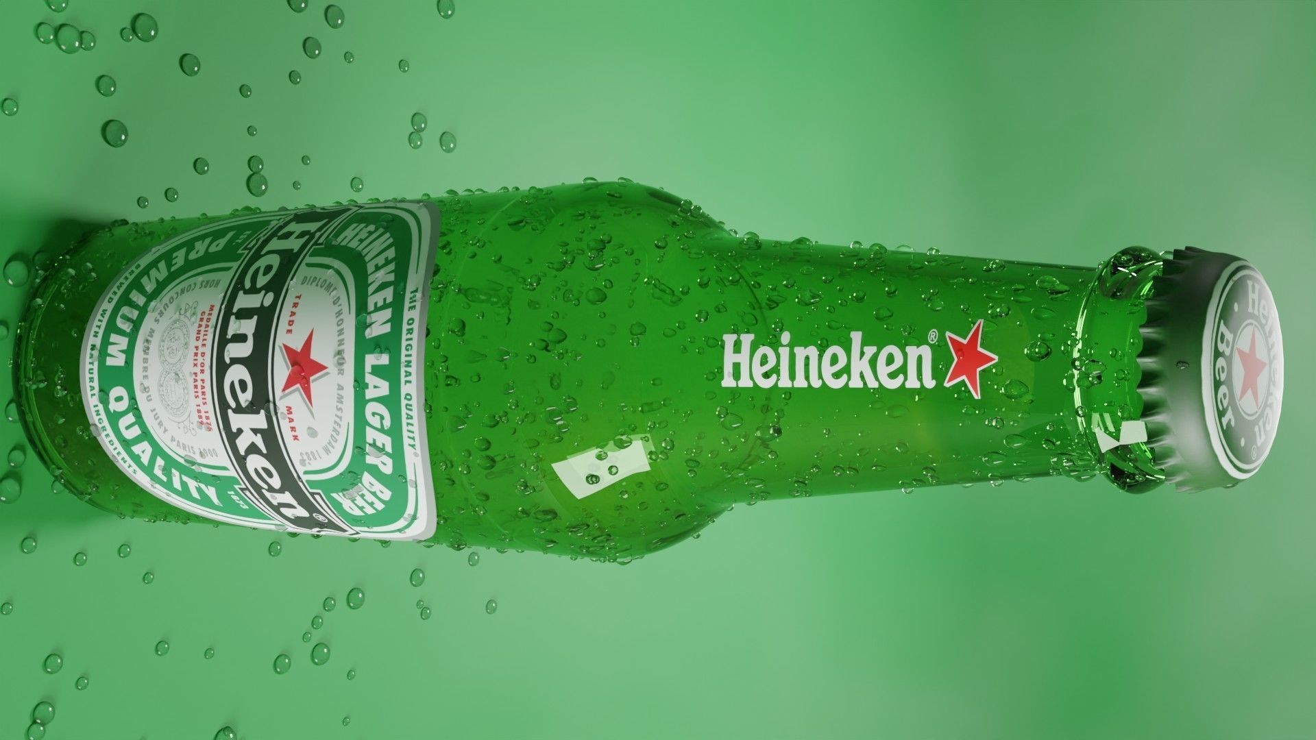 Heineken Beer Bottle Realistic 3D model_7
