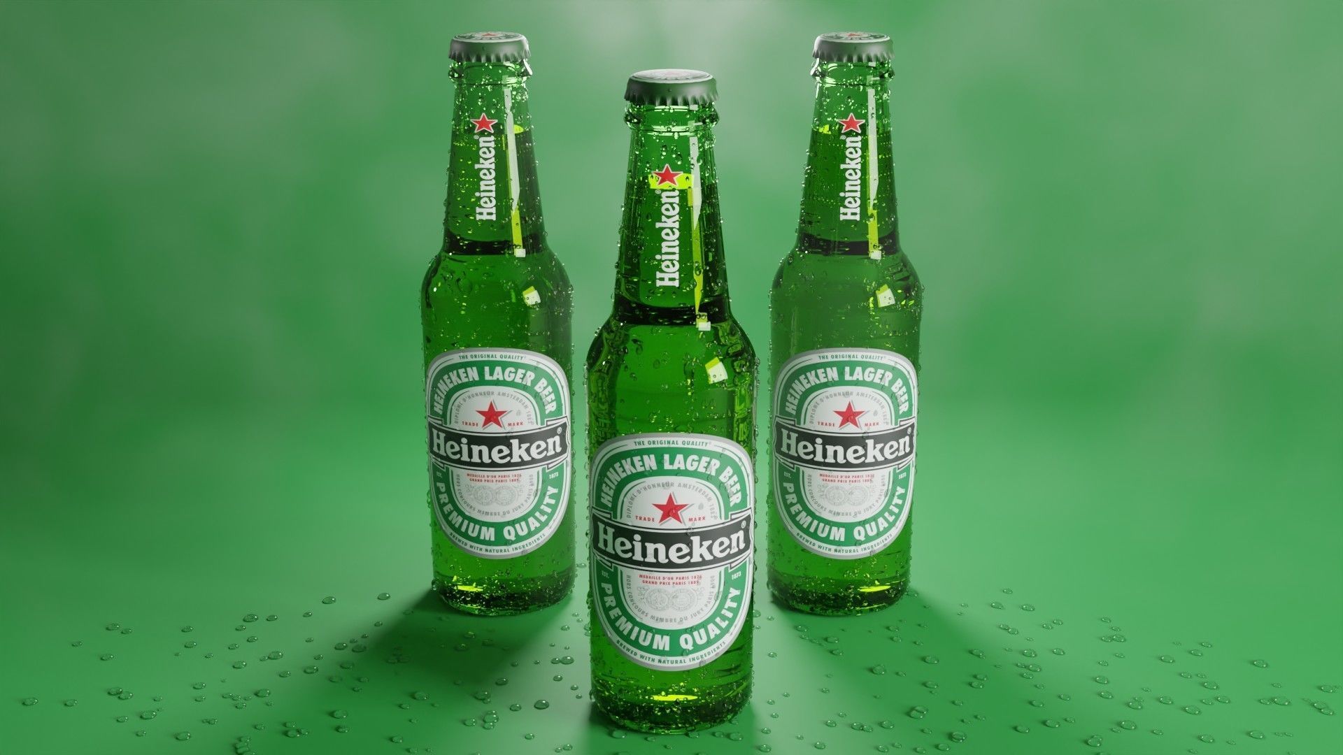 Heineken Beer Bottle Realistic 3D model_5