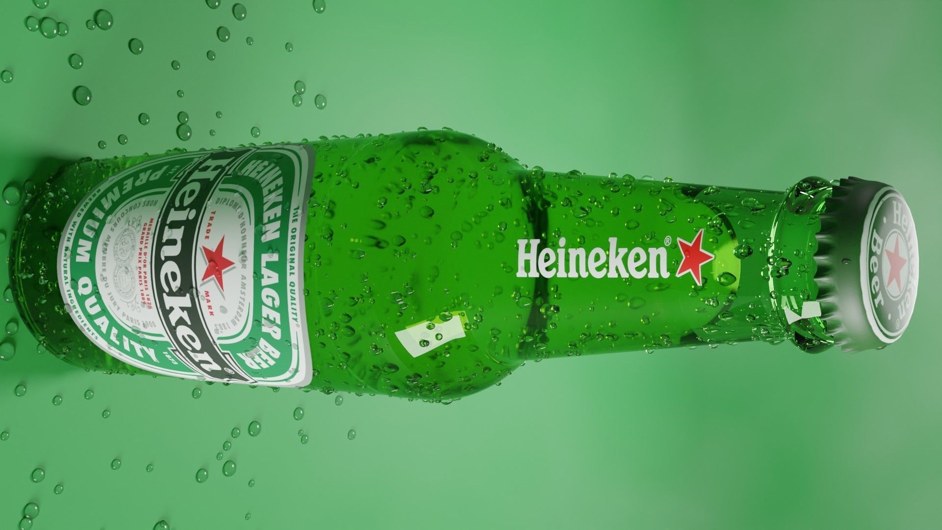 Heineken Beer Bottle Realistic 3D model_12