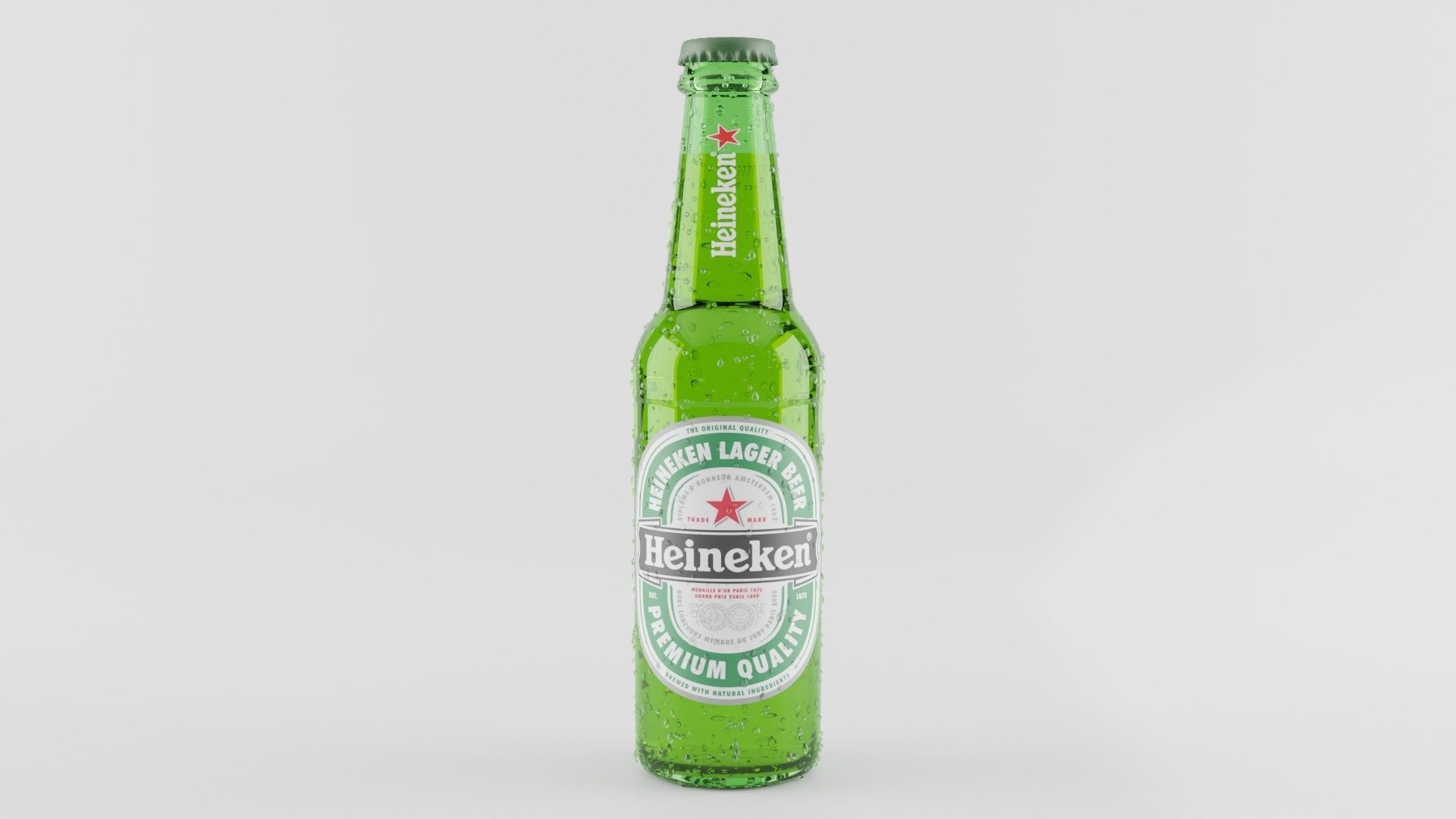 Heineken Beer Bottle Realistic 3D model_2