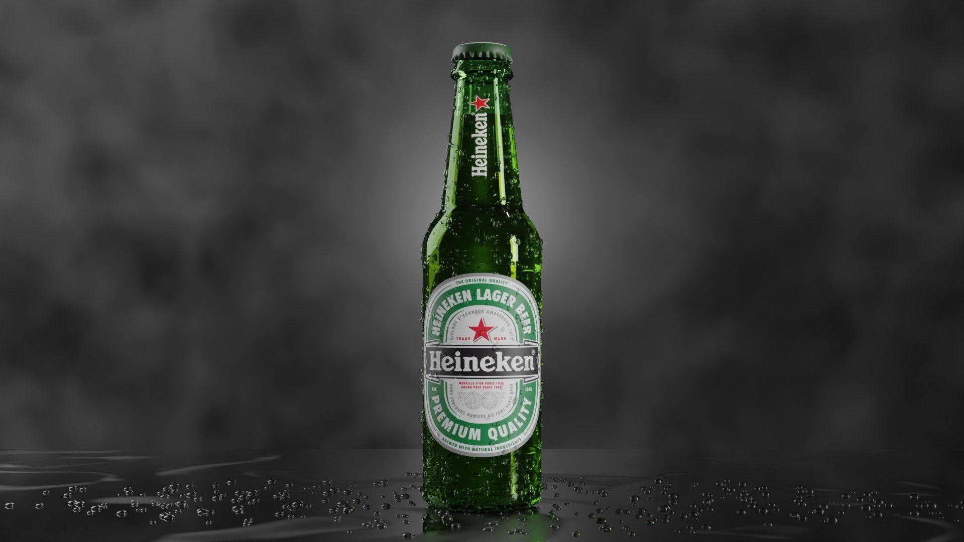 Heineken Beer Bottle Realistic 3D model_1