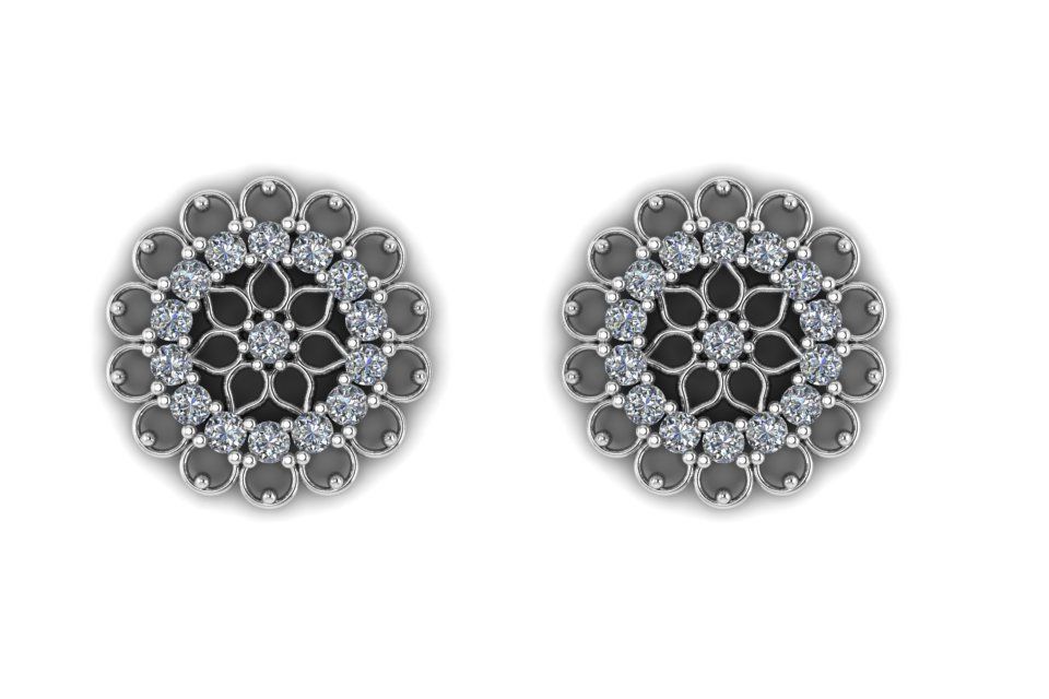 Earrings diamond stud 3D print model_1