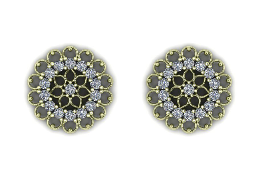 Earrings diamond stud 3D print model_2