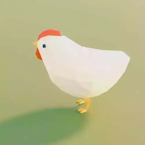 Low Poly Chicken Pecking the Ground