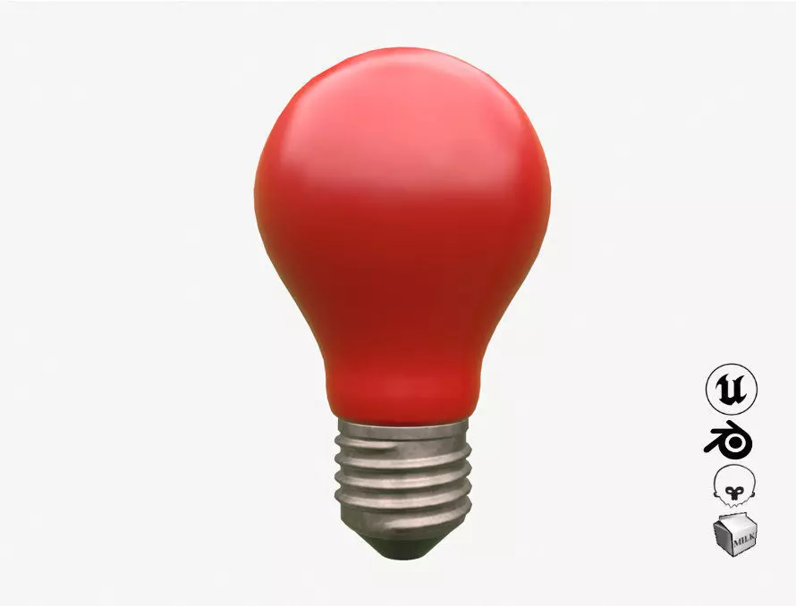 Realistic Color Lightbulb Low-poly 3D model_0