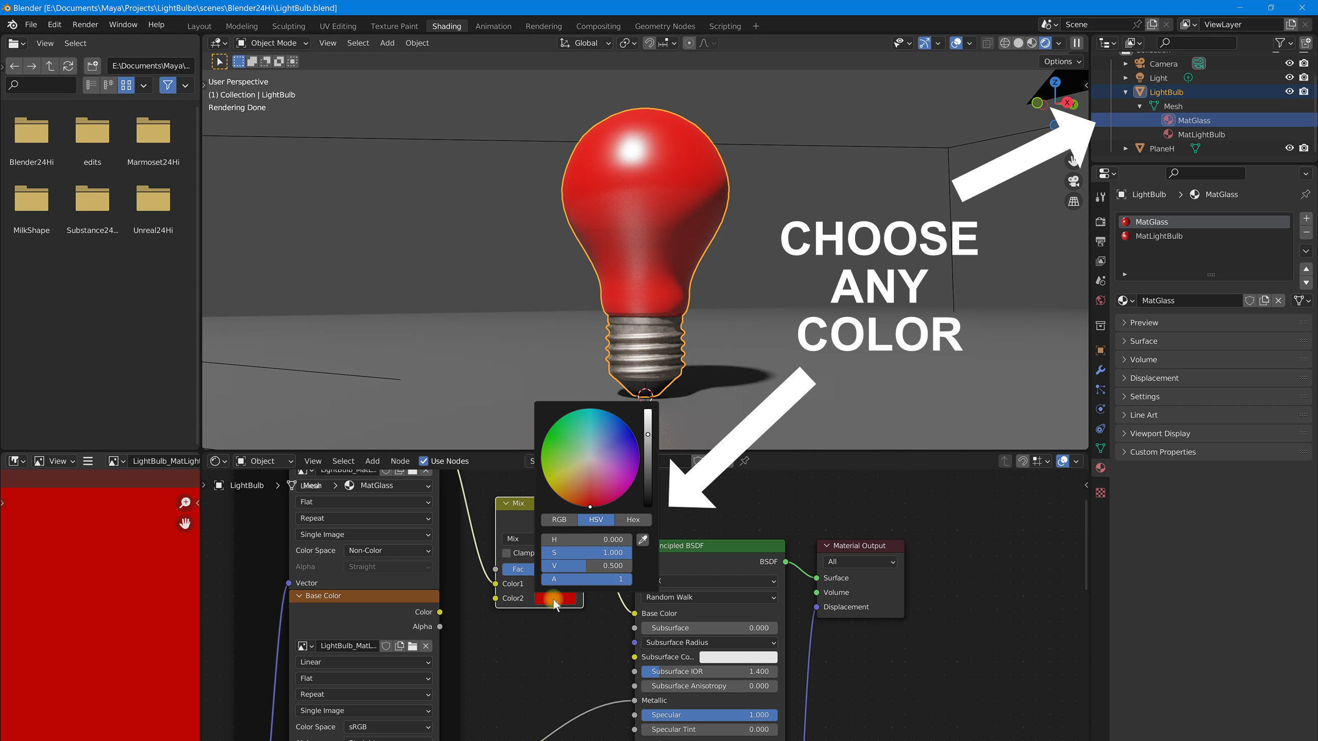 Realistic Color Lightbulb Low-poly 3D model_11