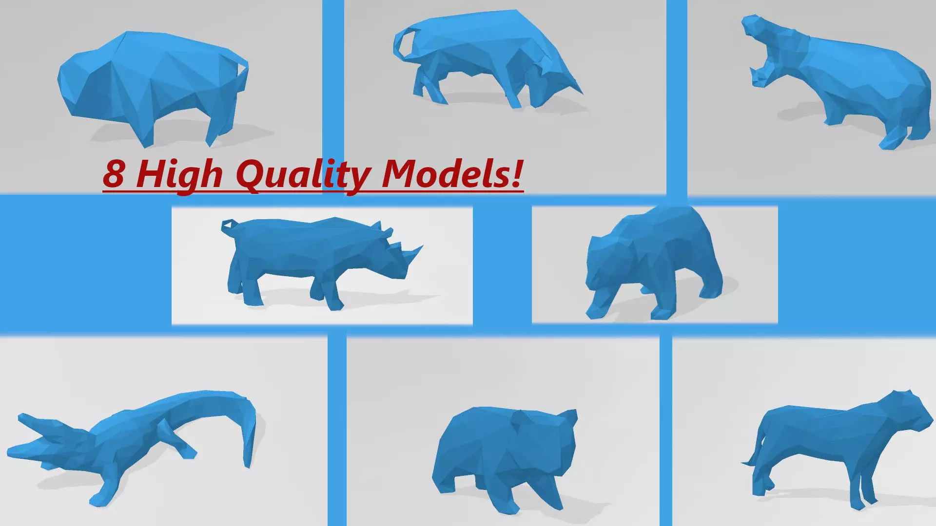 8 Pack Animal Bundle 8 Stunning Low-Poly Animal 3D Models 3D print model_0