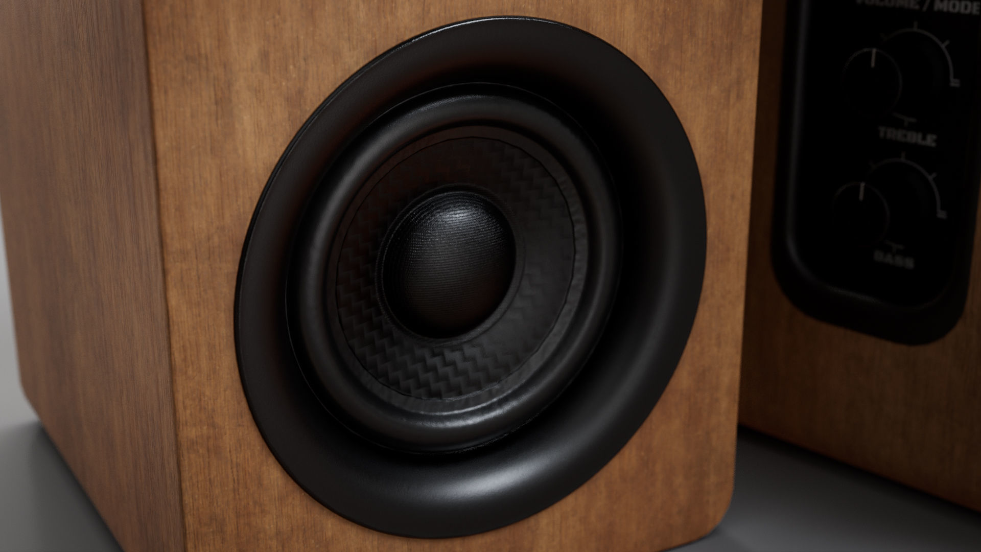 wooden speaker set 3D model_12