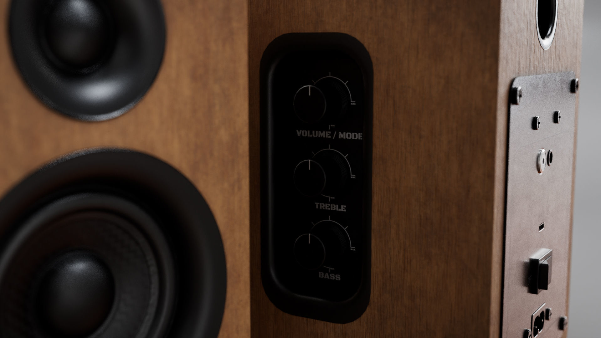 wooden speaker set 3D model_4