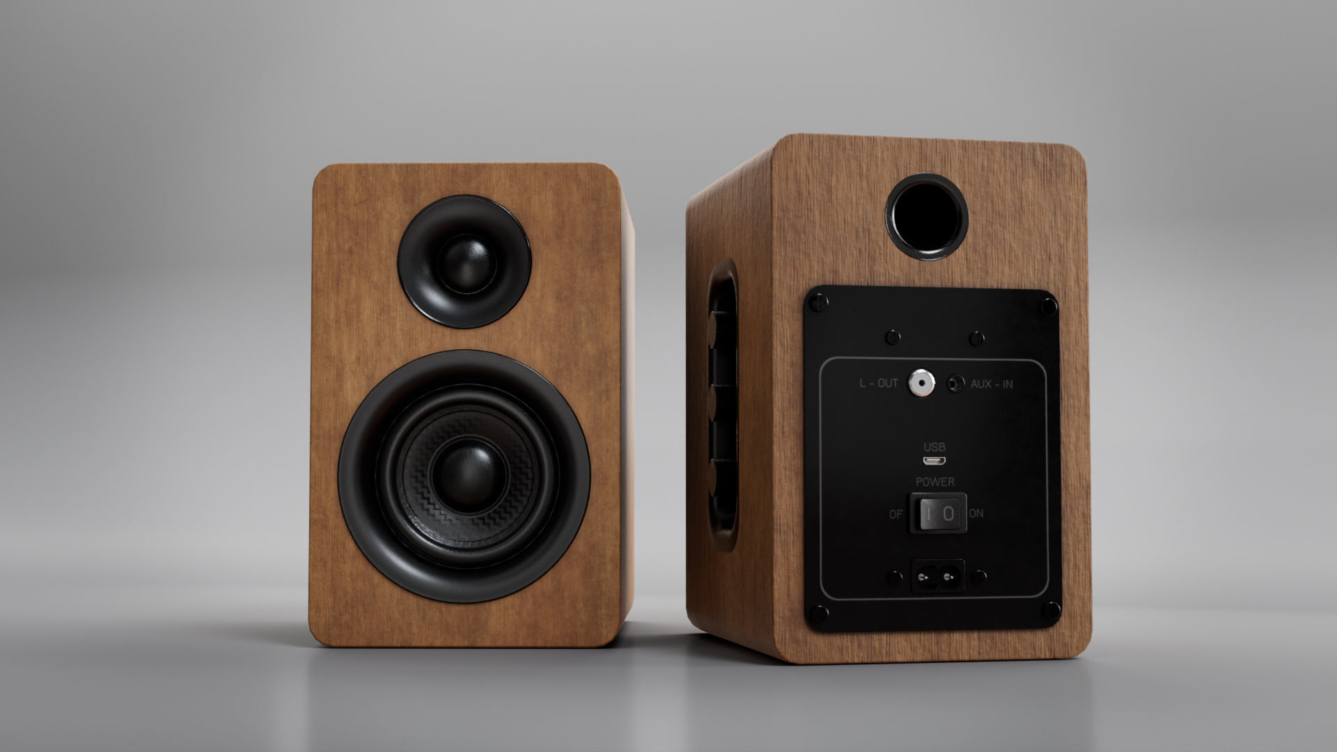 wooden speaker set 3D model_14