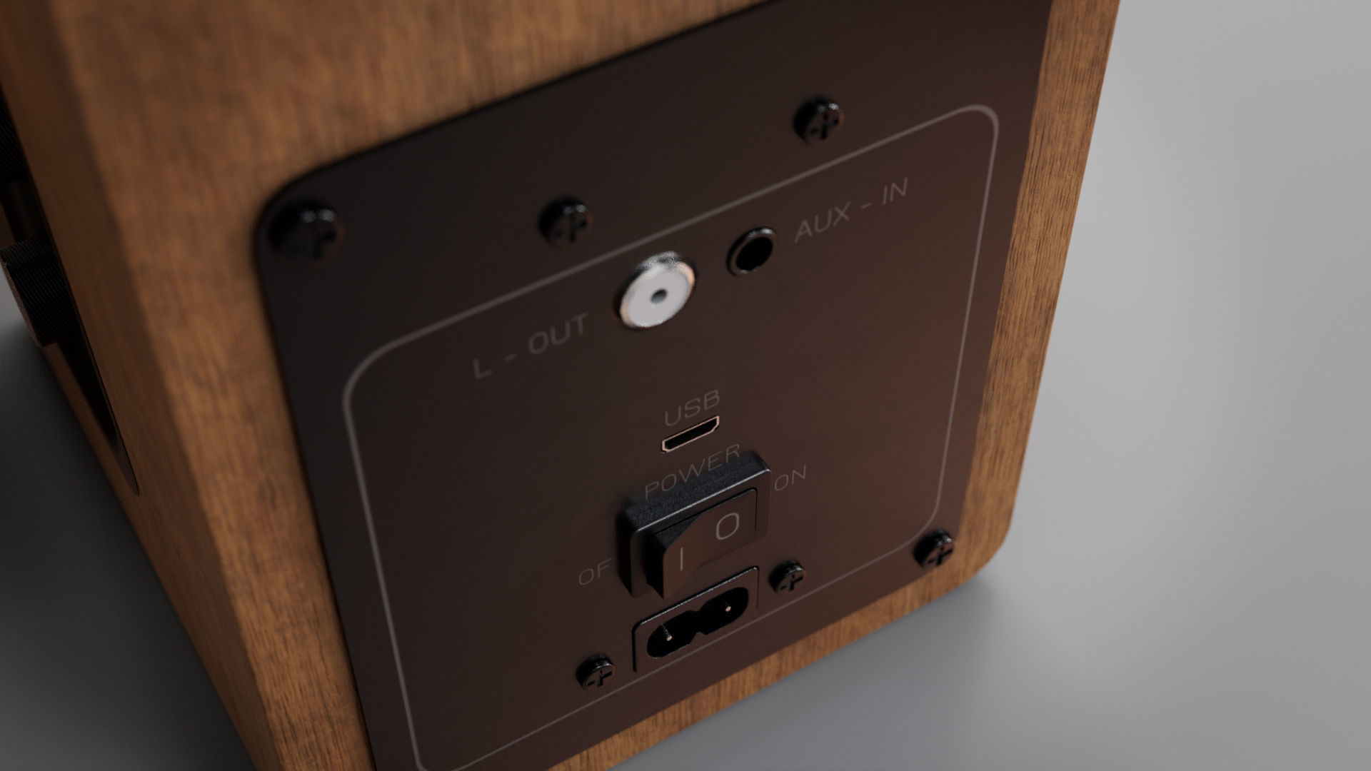 wooden speaker set 3D model_6