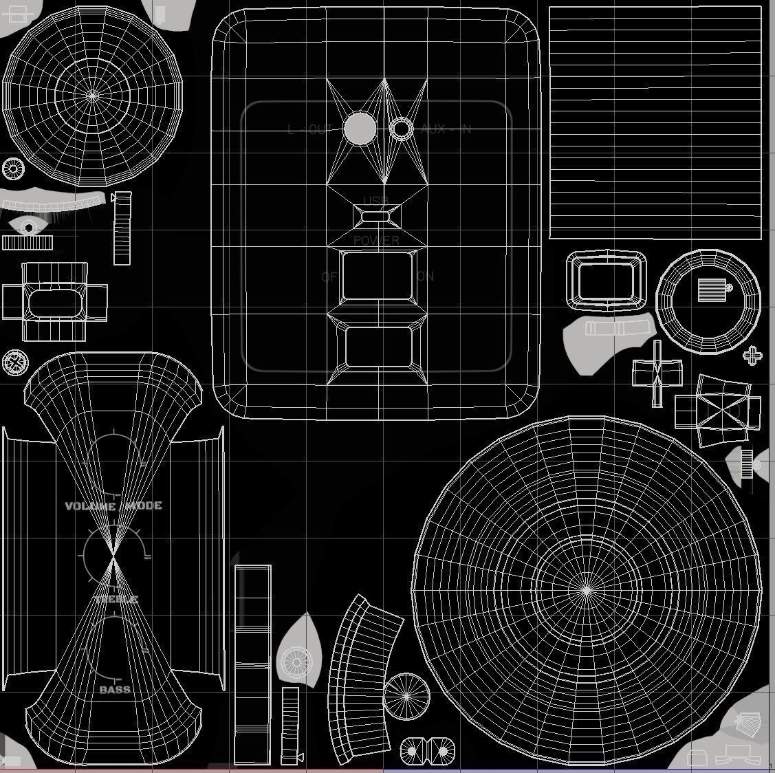 wooden speaker set 3D model_29