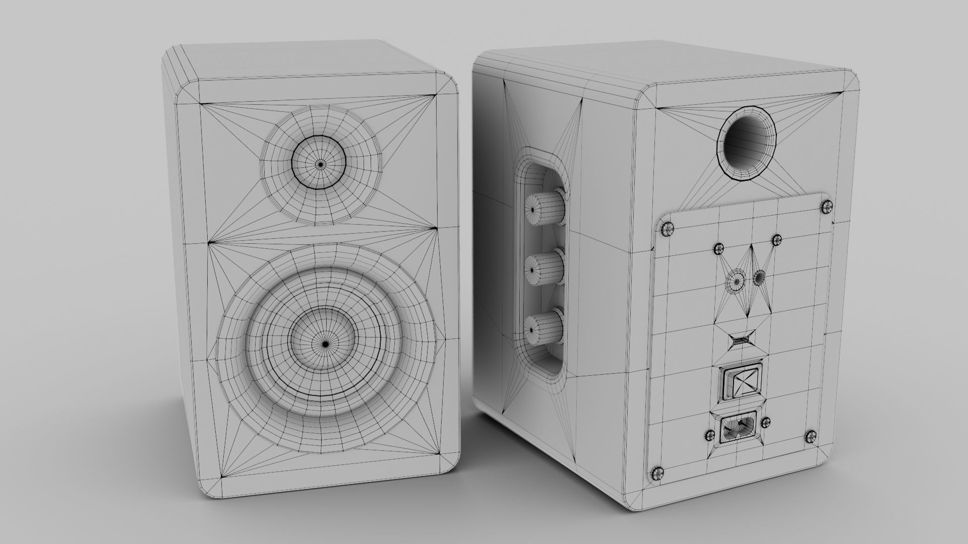 wooden speaker set 3D model_16