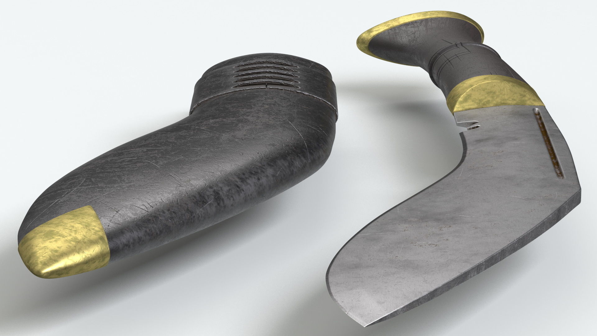 Old Classic Kukri with a leather scabbard Low-poly 3D model_12