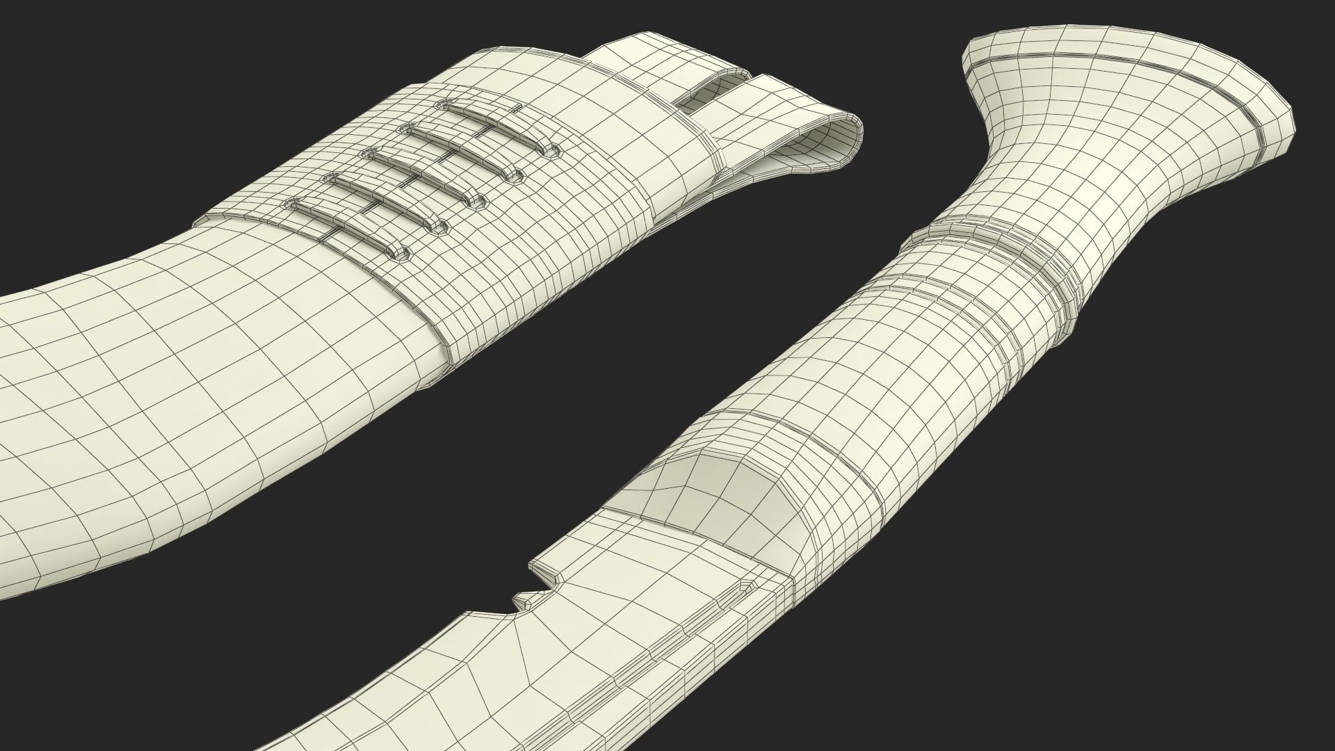 Old Classic Kukri with a leather scabbard Low-poly 3D model_30