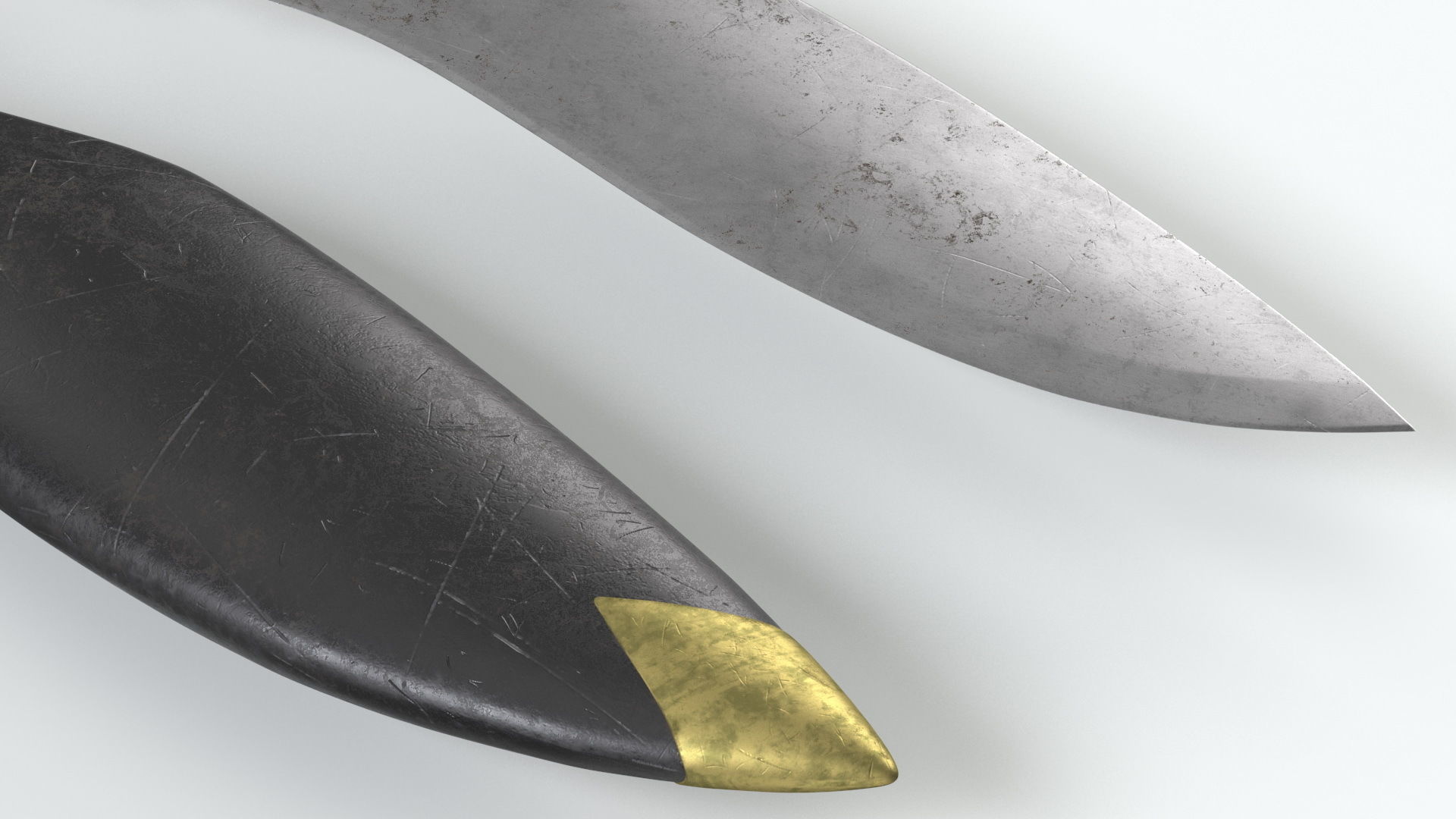 Old Classic Kukri with a leather scabbard Low-poly 3D model_18