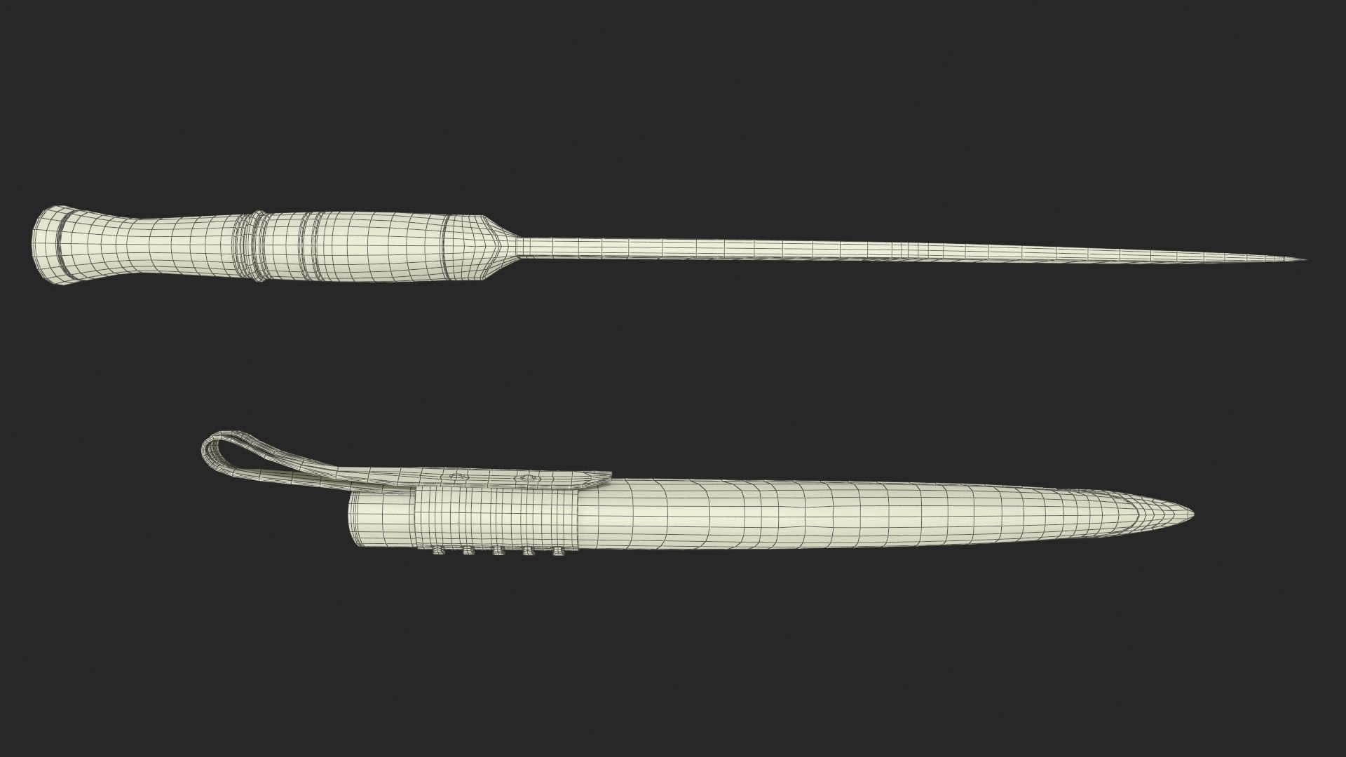 Old Classic Kukri with a leather scabbard Low-poly 3D model_26