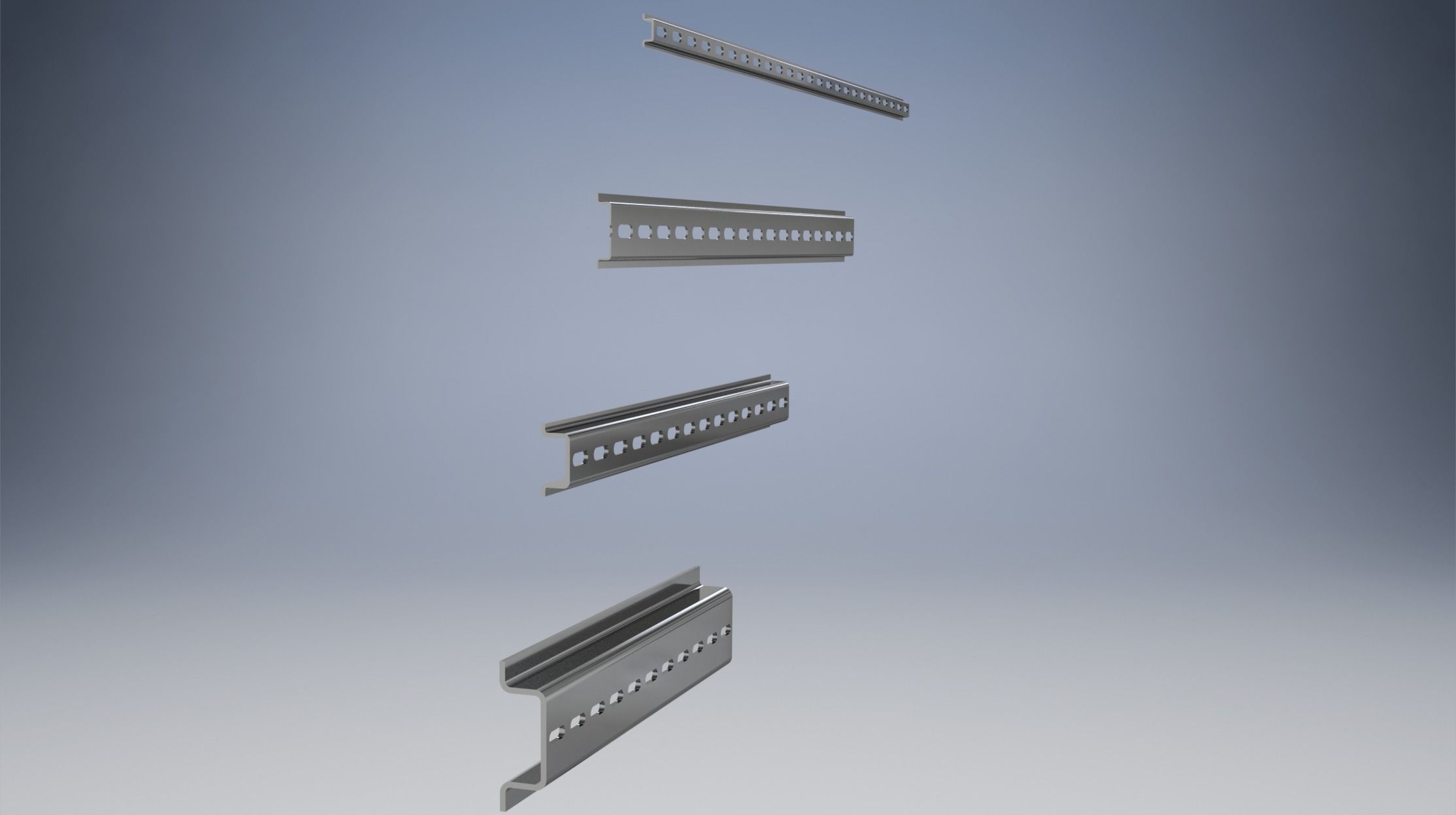 DIN rail TH-series 3D model_2