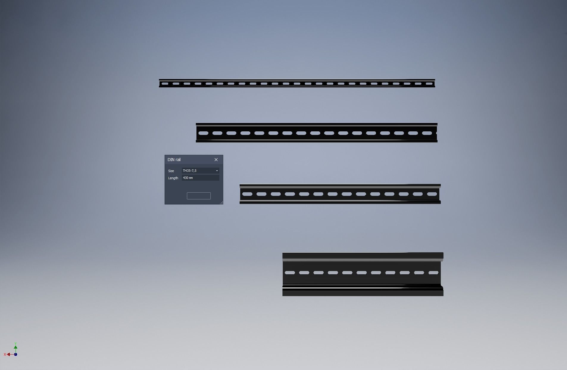 DIN rail TH-series 3D model_3