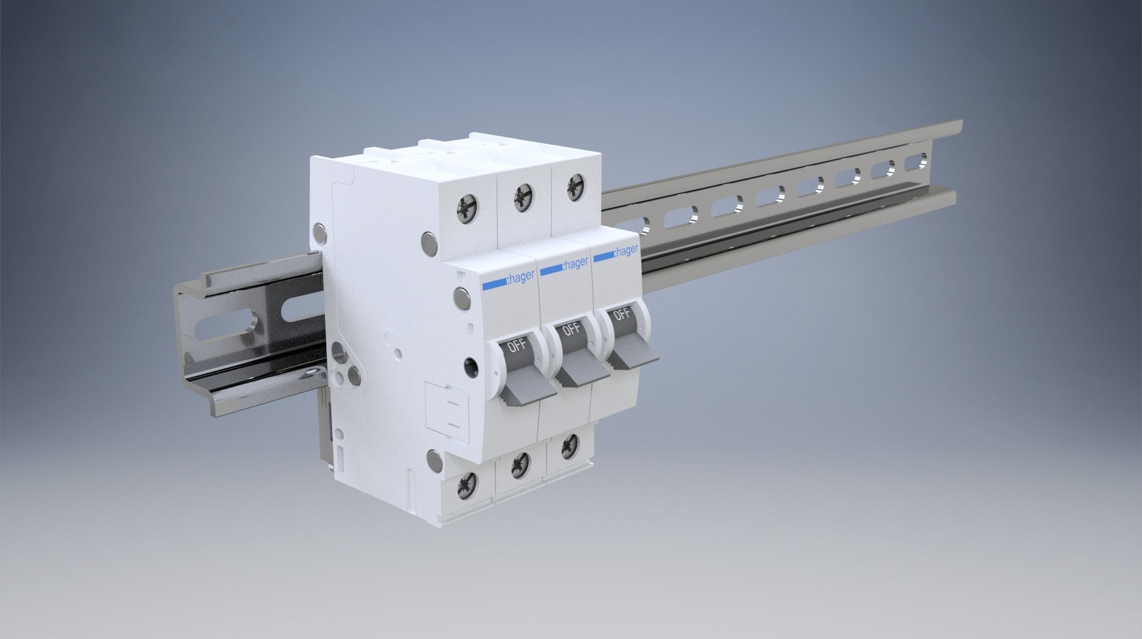 DIN rail TH-series 3D model_4