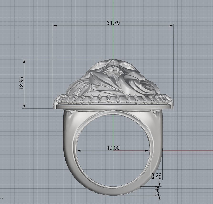 Classic Ring Skull with diamonds 3D print model_14
