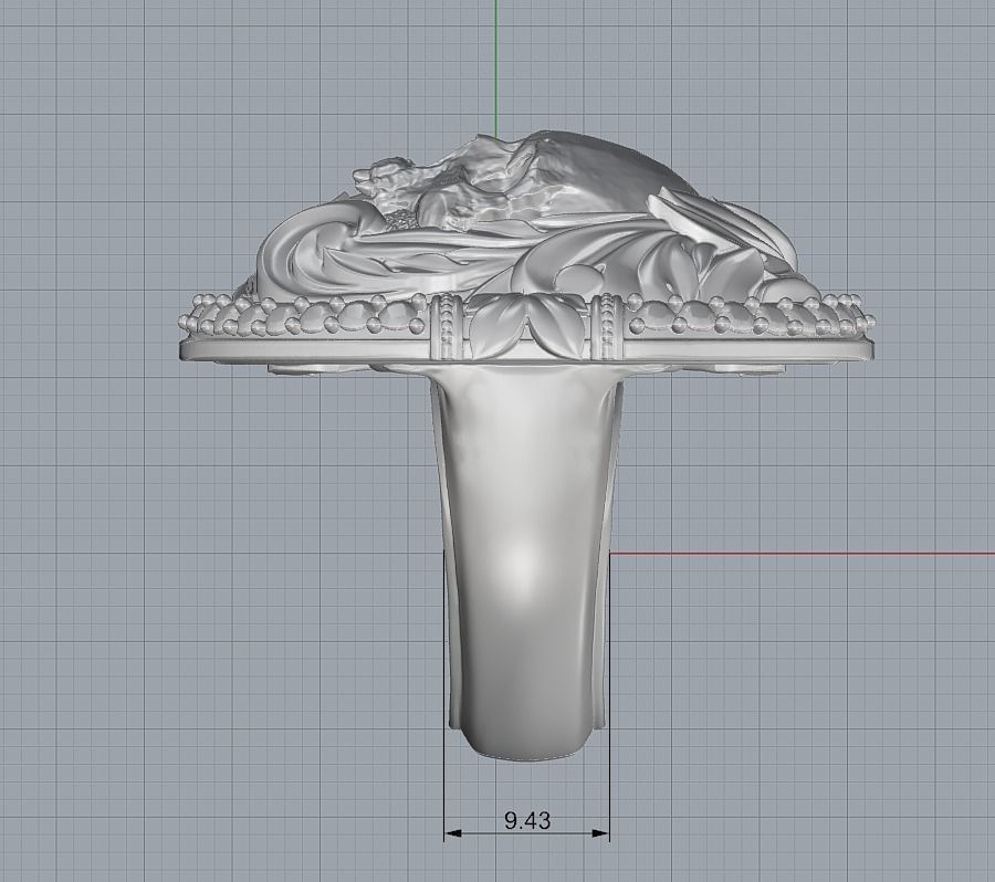 Classic Ring Skull with diamonds 3D print model_15