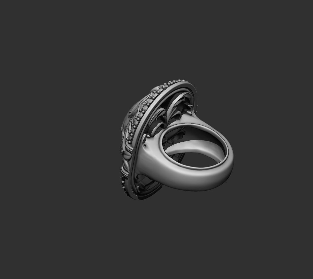 Classic Ring Skull with diamonds 3D print model_10