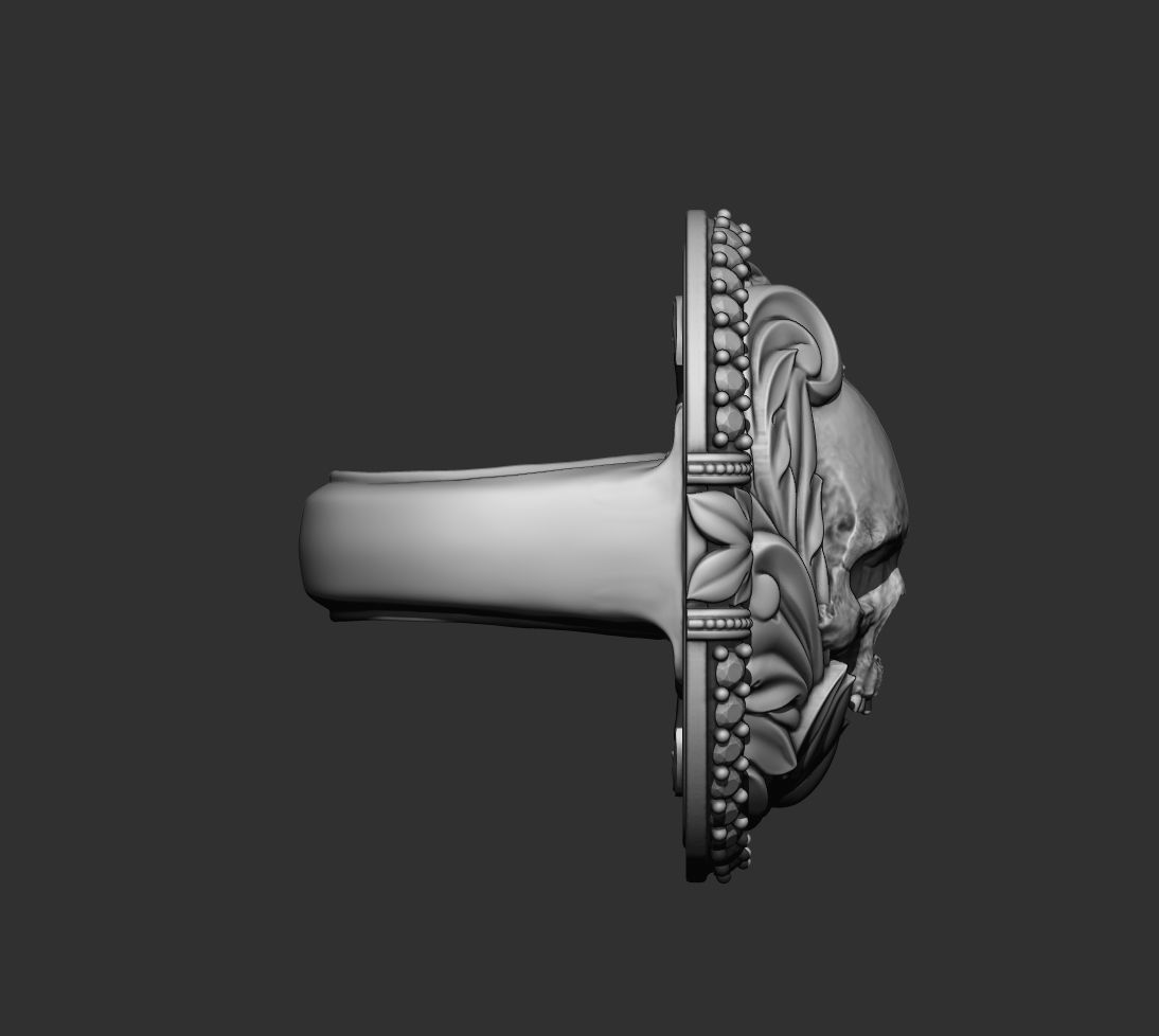 Classic Ring Skull with diamonds 3D print model_8