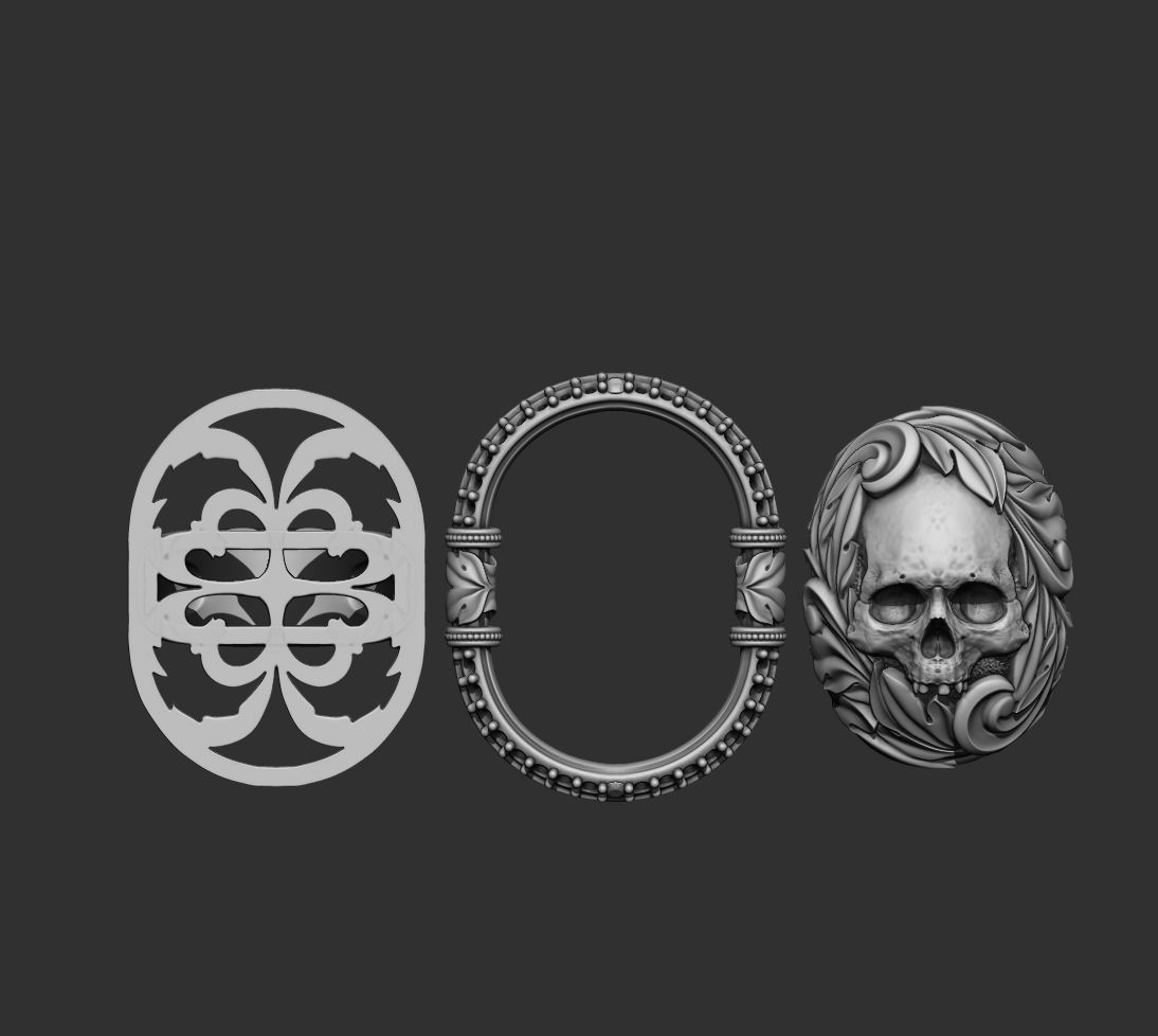 Classic Ring Skull with diamonds 3D print model_11