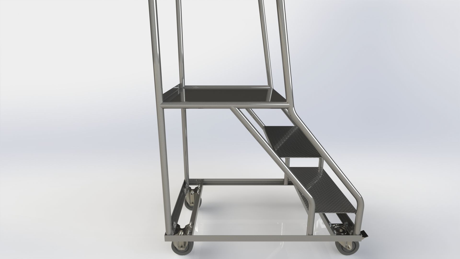 Stainless Steel Wheeled Ladder 3D model_5