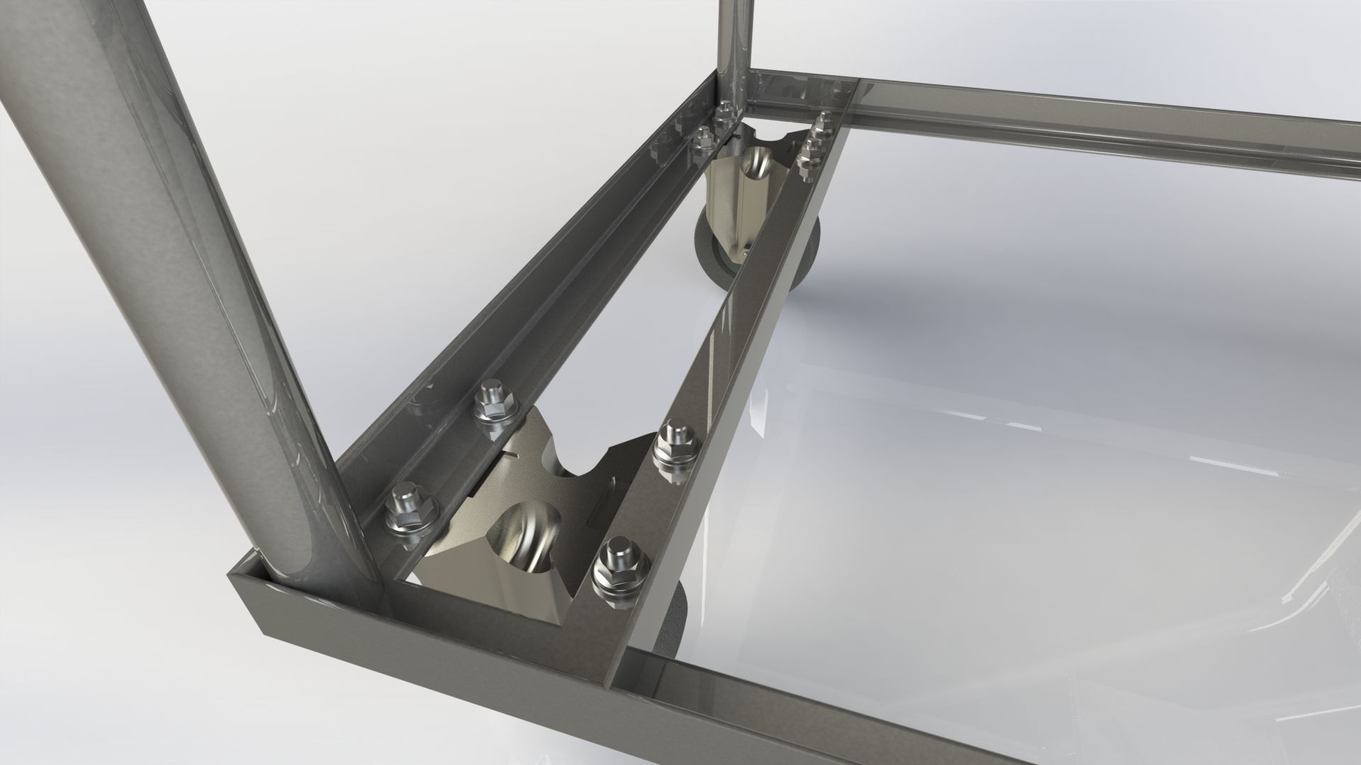 Stainless Steel Wheeled Ladder 3D model_8