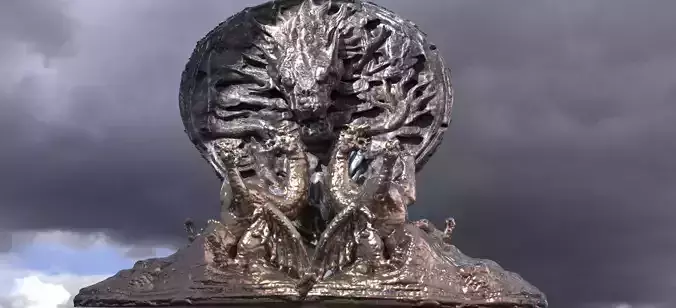 Dragon crest wide with statues