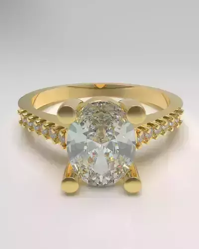 Engagement ring with oval gem