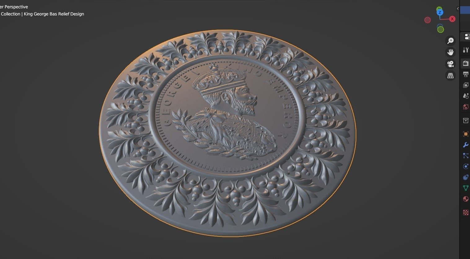 King George Bas Relief Design For Dies and CNC 3D print model_1