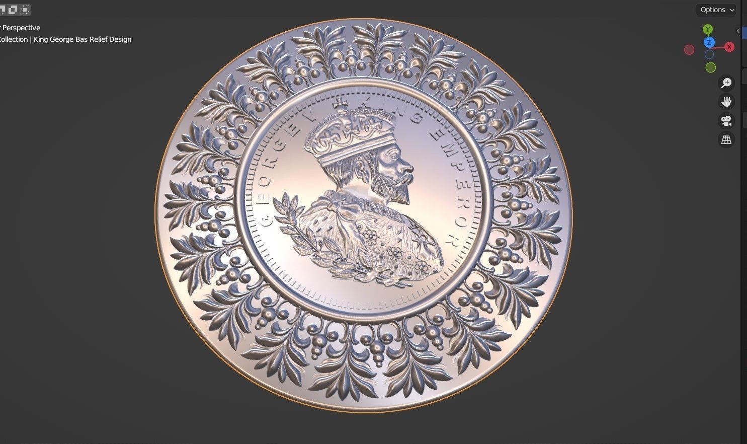 King George Bas Relief Design For Dies and CNC 3D print model_6