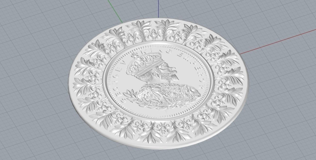 King George Bas Relief Design For Dies and CNC 3D print model_5