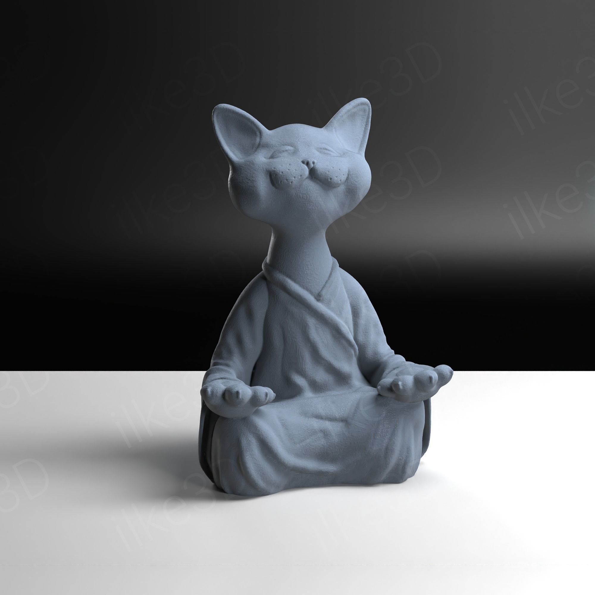 Cat statue Buddha Statue Enyoing Zen Moment Cute Cat 3D STL 3D print model_2
