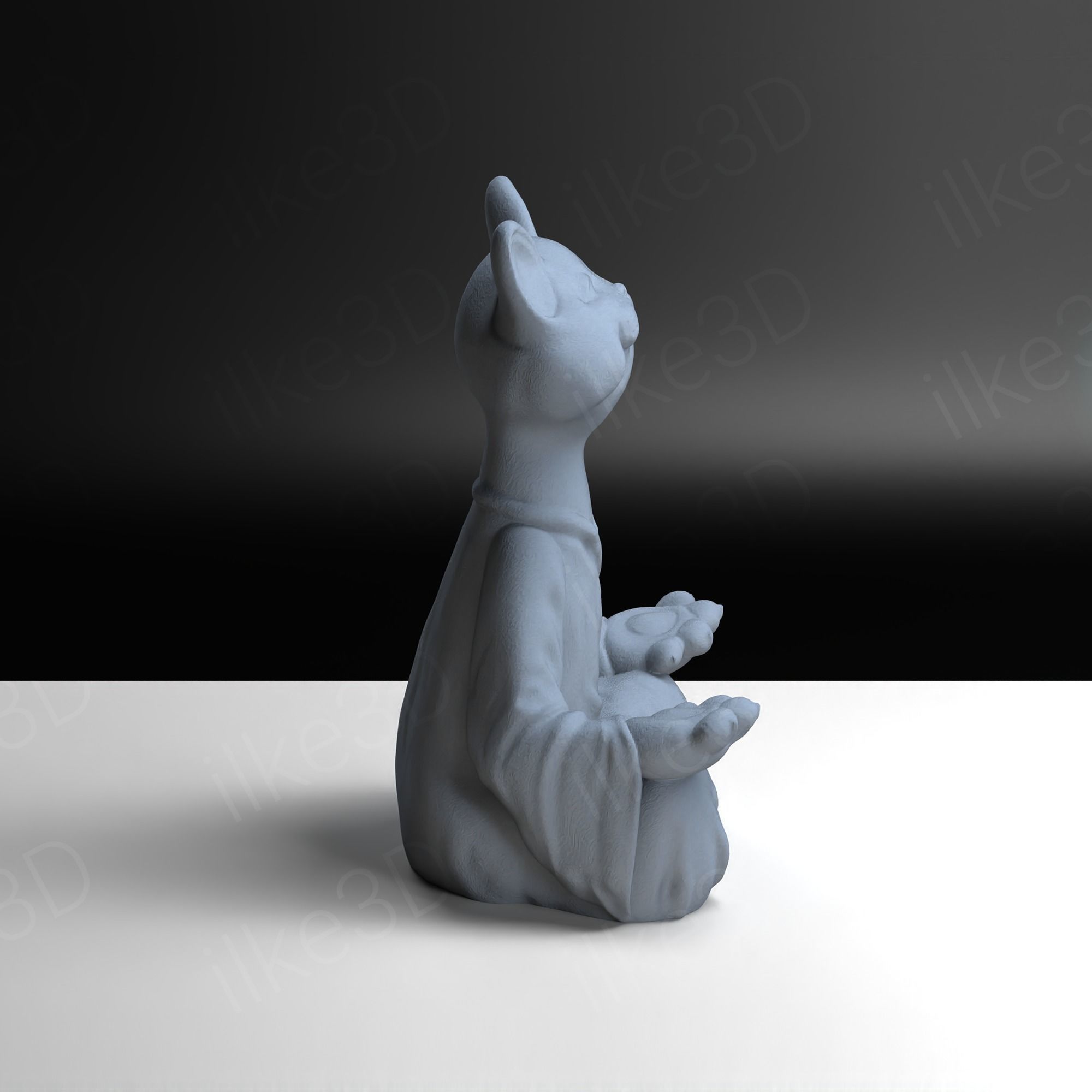 Cat statue Buddha Statue Enyoing Zen Moment Cute Cat 3D STL 3D print model_6