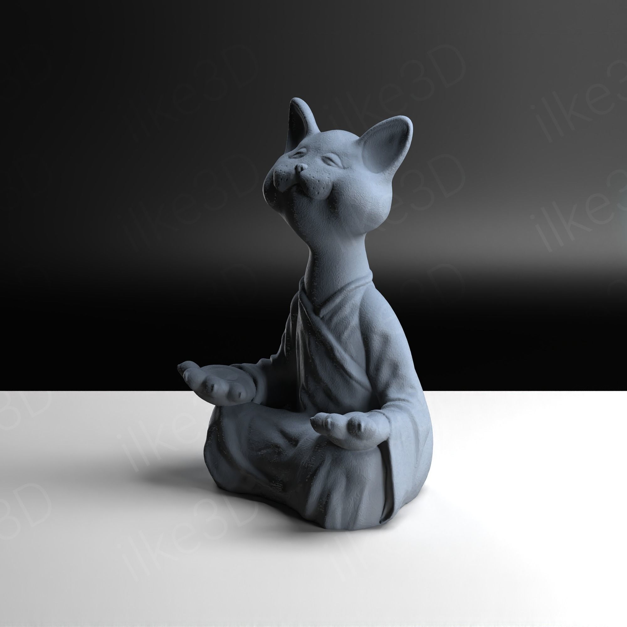 Cat statue Buddha Statue Enyoing Zen Moment Cute Cat 3D STL 3D print model_10