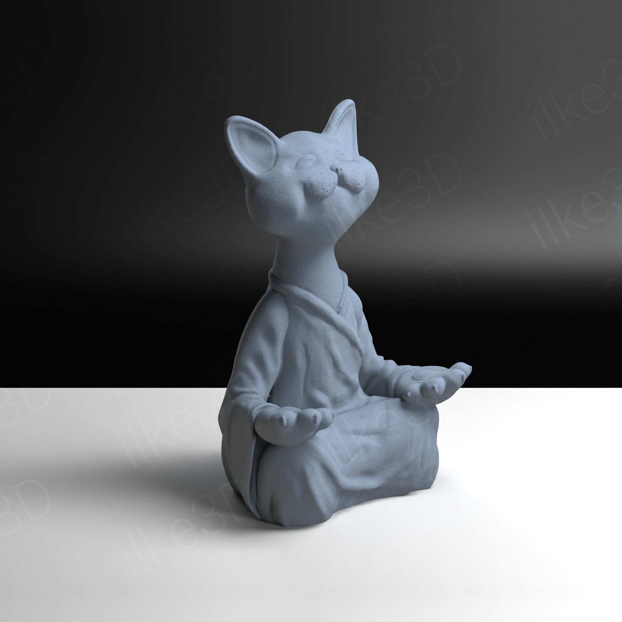 Cat statue Buddha Statue Enyoing Zen Moment Cute Cat 3D STL 3D print model_5