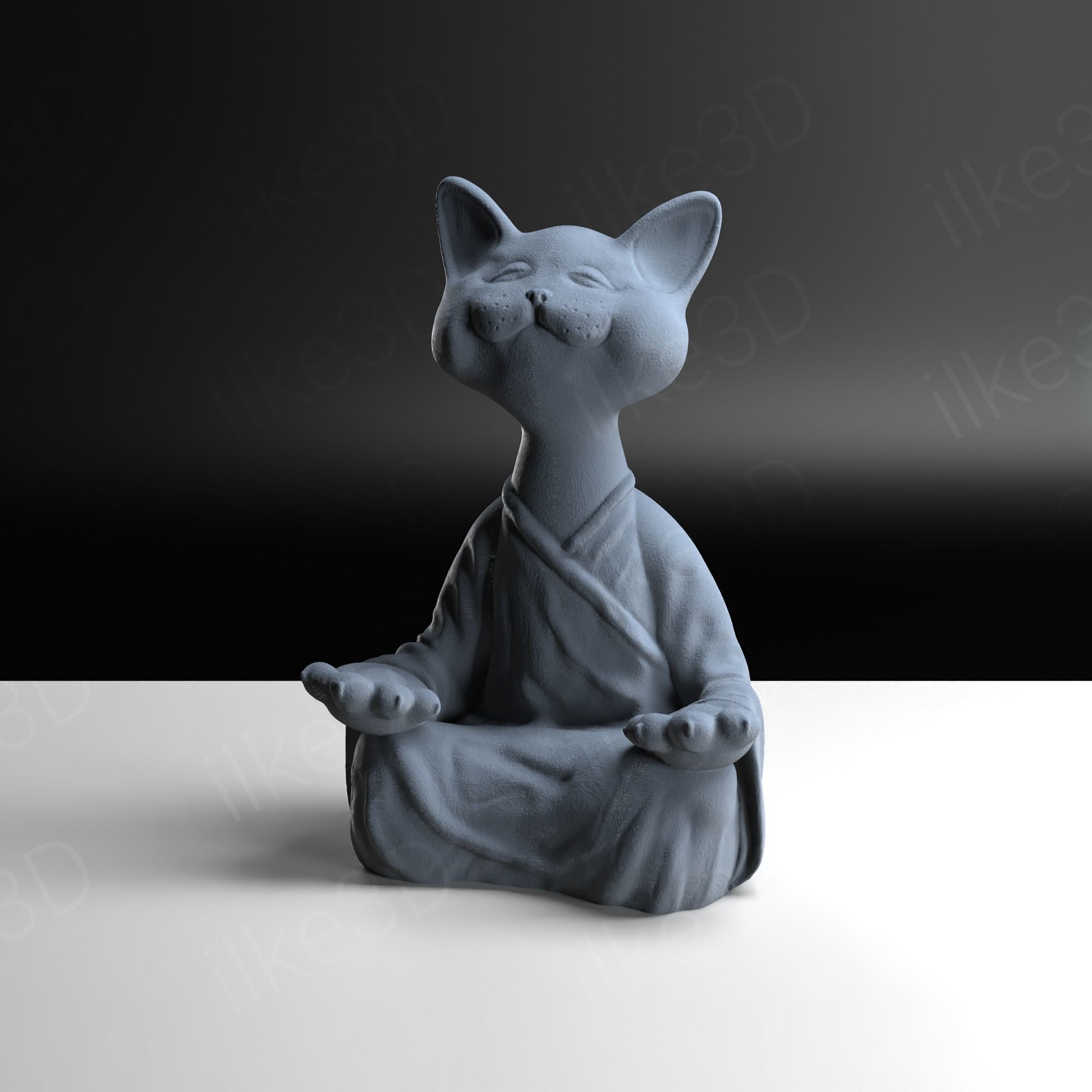 Cat statue Buddha Statue Enyoing Zen Moment Cute Cat 3D STL 3D print model_3