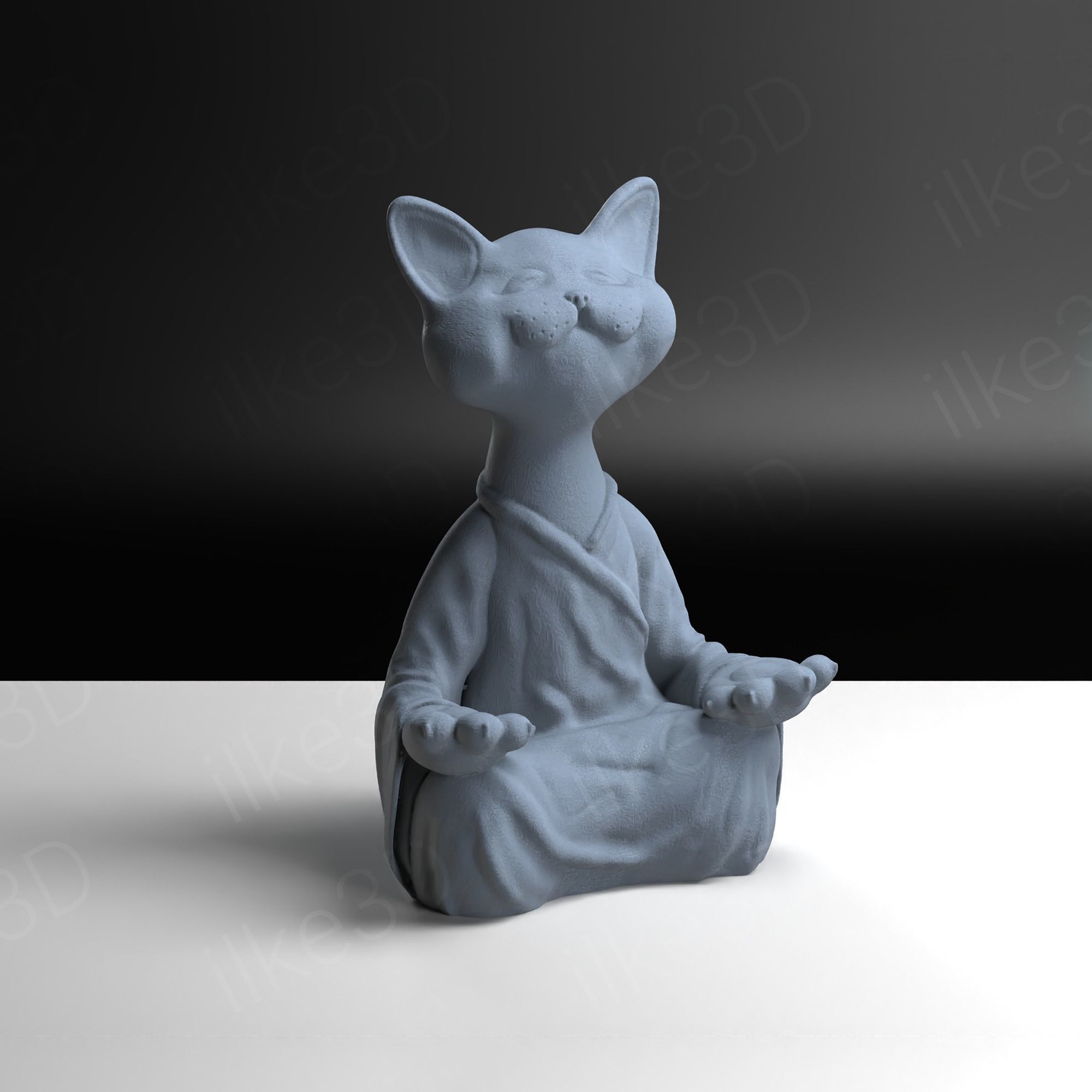 Cat statue Buddha Statue Enyoing Zen Moment Cute Cat 3D STL 3D print model_4