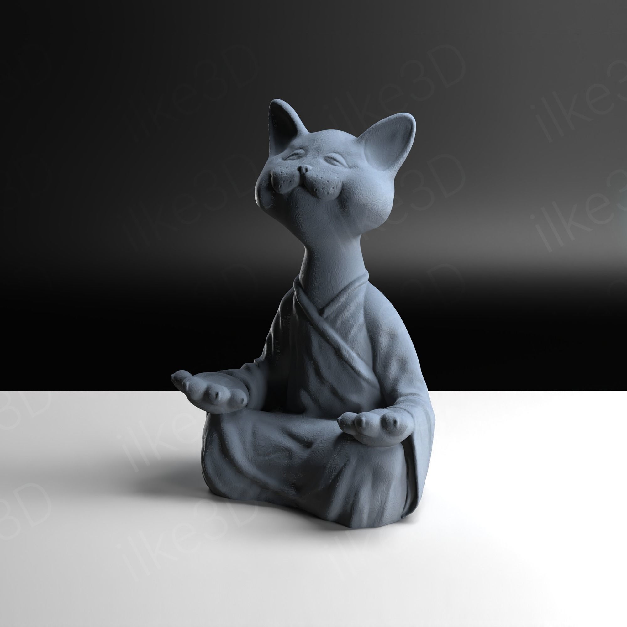 Cat statue Buddha Statue Enyoing Zen Moment Cute Cat 3D STL 3D print model_11