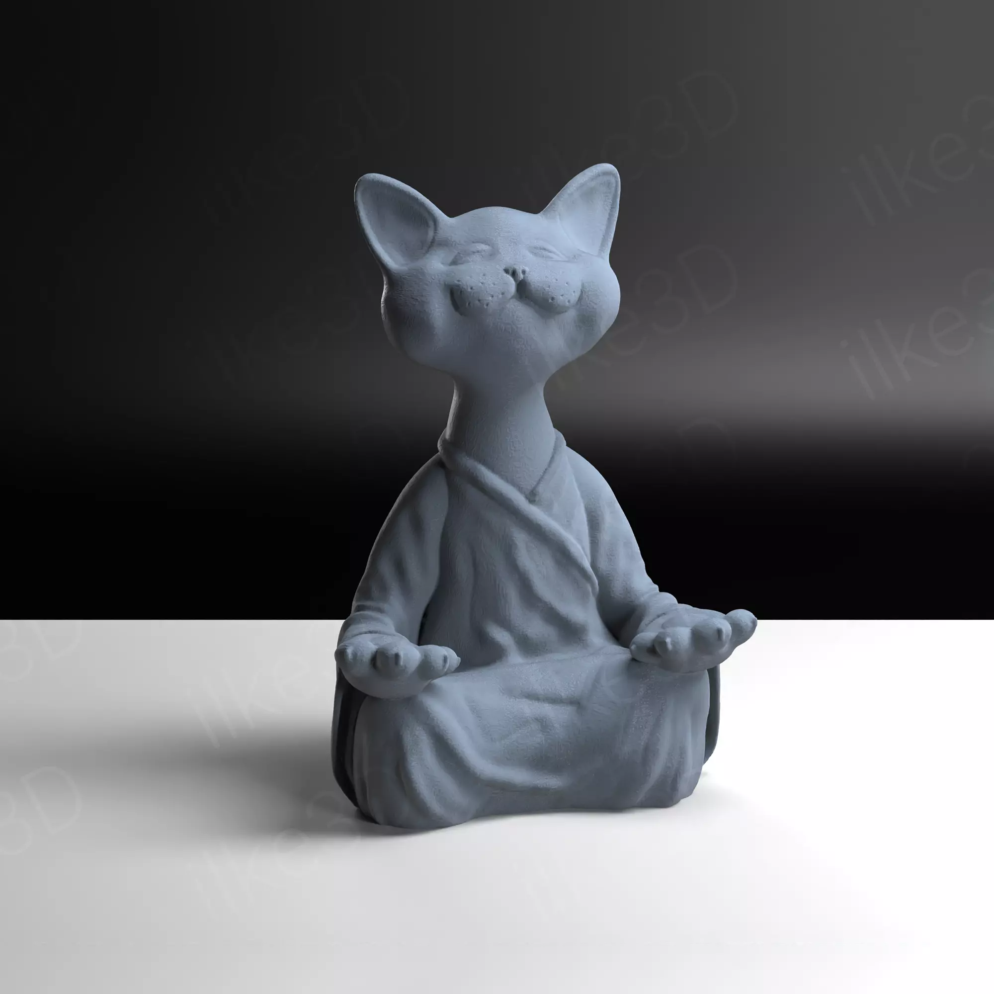 Cat statue Buddha Statue Enyoing Zen Moment Cute Cat 3D STL 3D print model_0